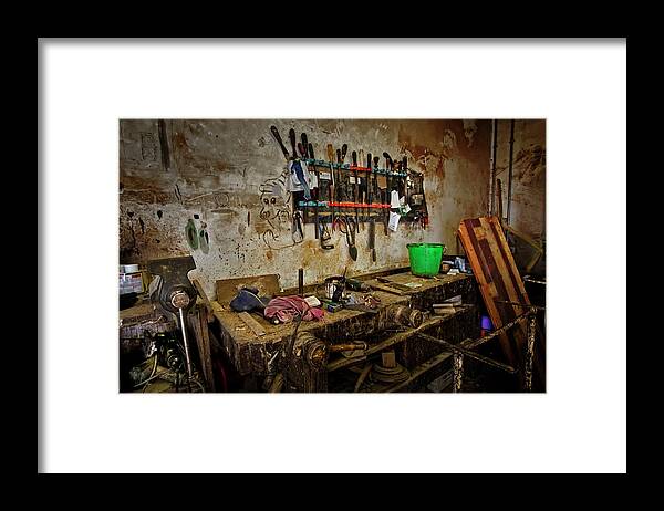 Typical Framed Print featuring the photograph Traditional restoration laboratory by Micah Offman