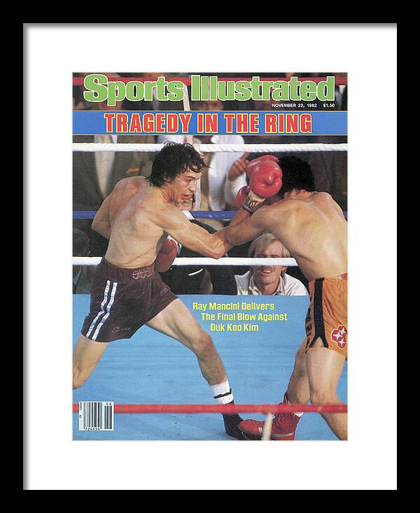 Magazine Cover Framed Print featuring the photograph Tragedy In The Ring Ray Mancinni Delivers The Final Blow Sports Illustrated Cover by Sports Illustrated
