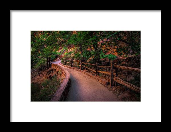 Trails Framed Print featuring the photograph Trail Into The Narrows by Kevin Lane