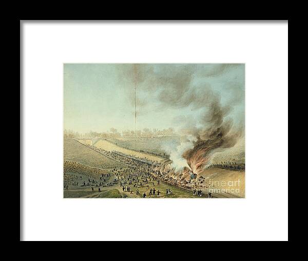 Gouache Framed Print featuring the drawing Train Crash At Bellevue In 1842 19th by Print Collector