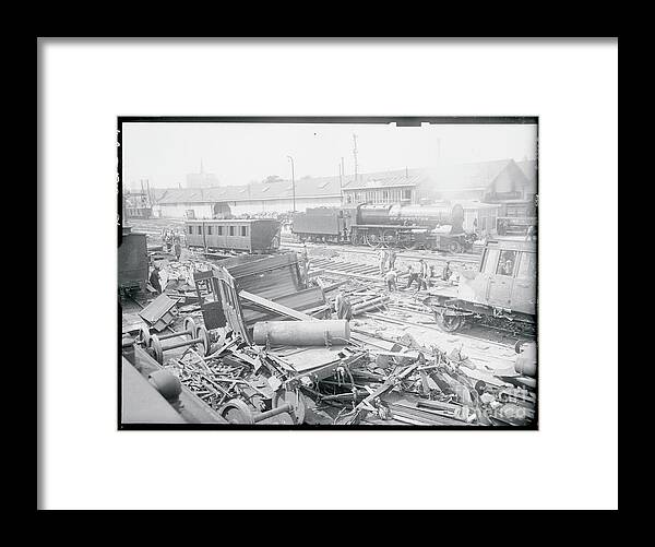 People Framed Print featuring the photograph Train Wreckage In France by Bettmann