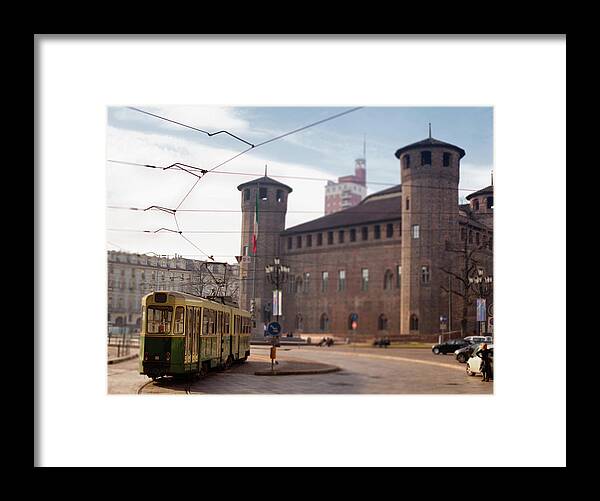 Turin Framed Print featuring the photograph Tram In Turin, Italy by Deimagine