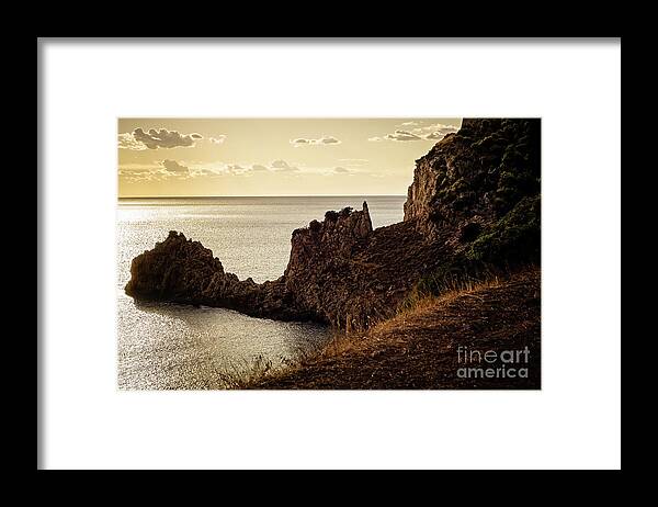 Tranquil Mediterranean Sunset Framed Print featuring the photograph Tranquil Mediterranean Sunset  by Prints of Italy