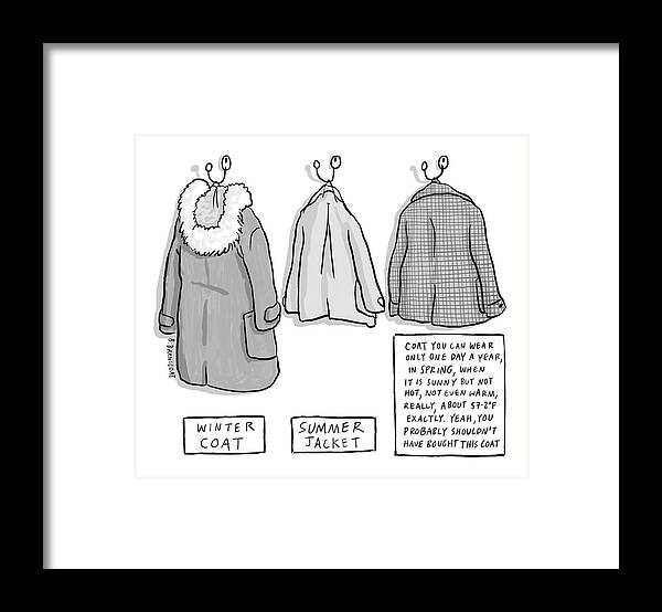 Captionless Framed Print featuring the drawing Trans-Seasonal Coat by Becky Barnicoat