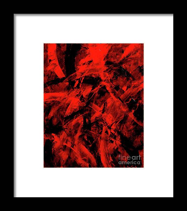 Red Framed Print featuring the painting Transitions with Red and Black by Dean Triolo