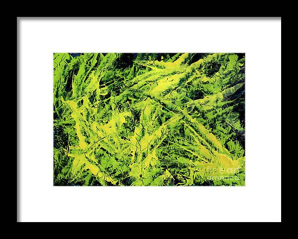 Abstract Framed Print featuring the painting Transitions with Yellow, Green and Blue by Dean Triolo