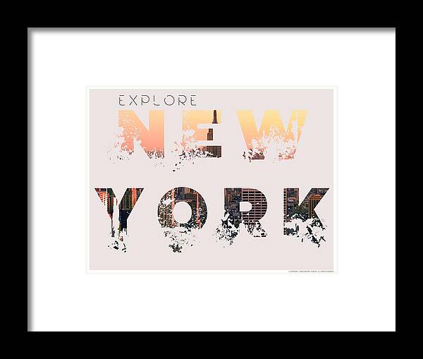 City Framed Print featuring the painting Travel New York Minimalist Travel Poster v3 by Celestial Images