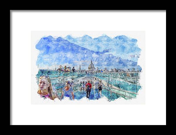 Travel Framed Print featuring the digital art Travel #watercolor #sketch #travel #sky by TintoDesigns