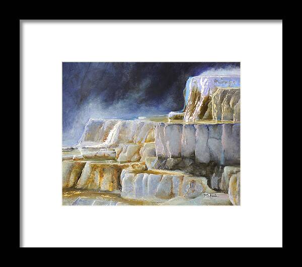 Terraces Framed Print featuring the painting Travertine Terraces-Mammoth Hot Springs by Marsha Karle