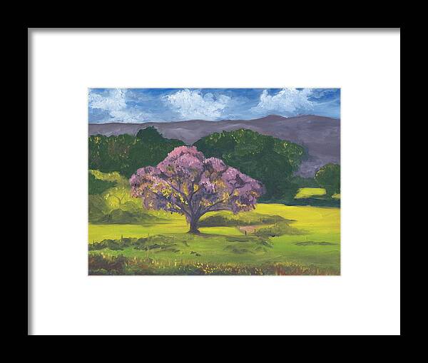 Tree Framed Print featuring the painting Tree in field by Valerie Graniou-Cook
