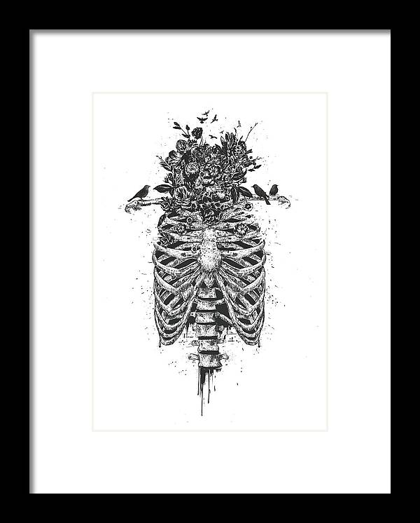 Skeleton Framed Print featuring the drawing Tree of life by Balazs Solti