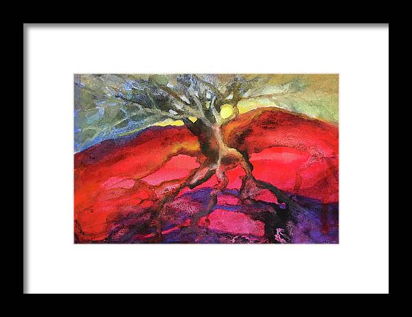 Tree Framed Print featuring the painting Tree Spirit - Heart by Judy Frisk