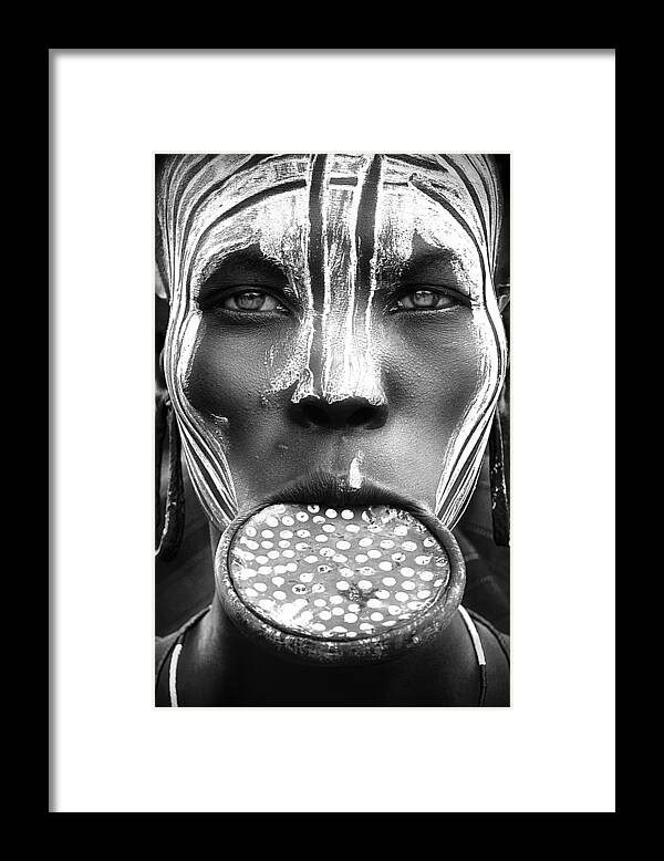 Documentary Framed Print featuring the photograph Tribal Beauty - Ethiopia, Mursi People by Sergio Pandolfini