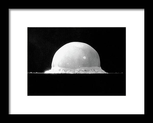 Atomic Bomb Framed Print featuring the photograph Trinity Nuclear Test Bomb Fireball - 1945 by War Is Hell Store