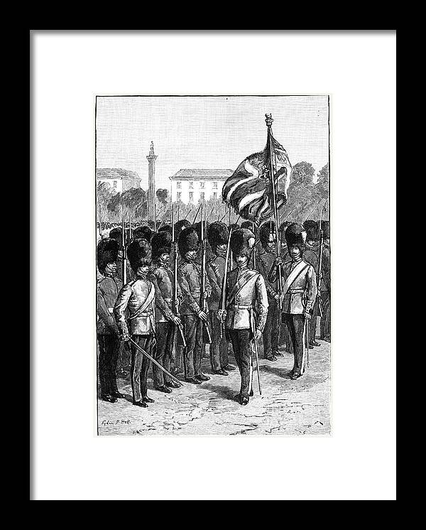 Marching Framed Print featuring the drawing Trooping The Colour On The Queens by Print Collector