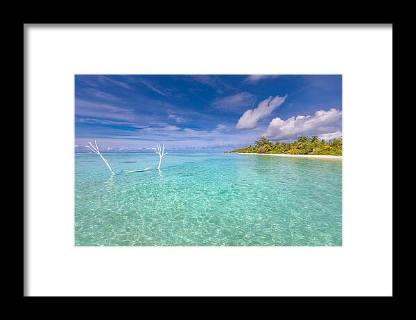 Landscape Framed Print featuring the photograph Tropical Beach Paradise, Exotic Island by Levente Bodo