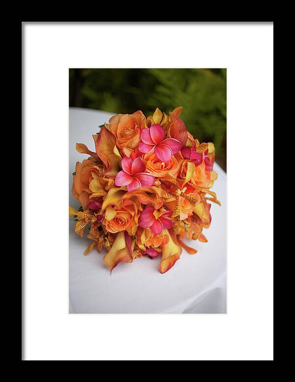 Orange Color Framed Print featuring the photograph Tropical Colorful Bridal Bouquet by Segray