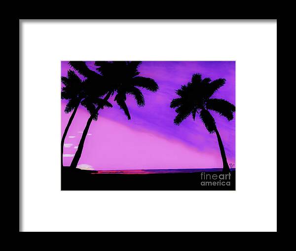 Sunset Framed Print featuring the drawing Tropical Pink Sunset by D Hackett