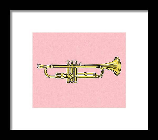 Band Framed Print featuring the drawing Trumpet on Pink Background by CSA Images