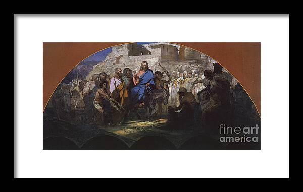 Oil Painting Framed Print featuring the drawing Try Of Christ Into Jerusalem, 1876 by Heritage Images