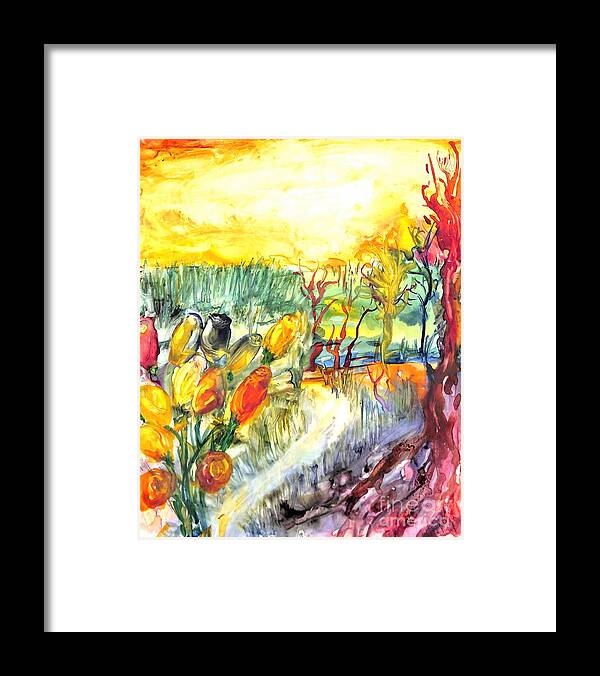 Donoghue Framed Print featuring the painting Tulip Path by Patty Donoghue