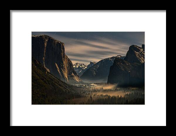 Tunnel View Framed Print featuring the photograph Tunnel View At Night by Ning Lin