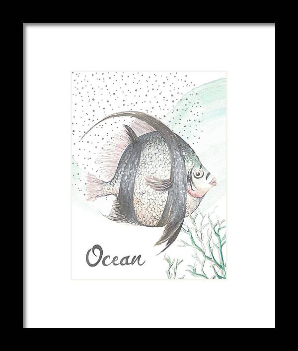 Ocean Framed Print featuring the painting Turquoise Ocean Fish by Patricia Pinto