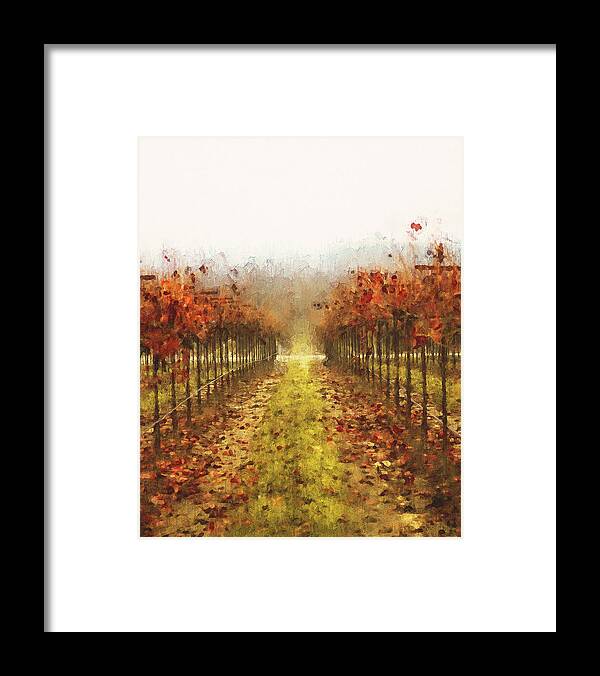 Italian Landscape Framed Print featuring the painting Tuscany vineyards - 19 by AM FineArtPrints