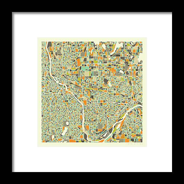 Twin Cities Map Framed Print featuring the digital art Twin Cities Map 1 by Jazzberry Blue