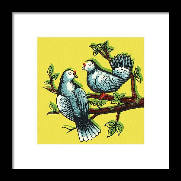 Animal Framed Print featuring the drawing Two Birds in a Tree by CSA Images