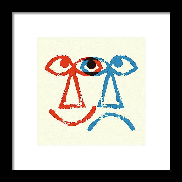 Abstract Framed Print featuring the drawing Two Faces by CSA Images