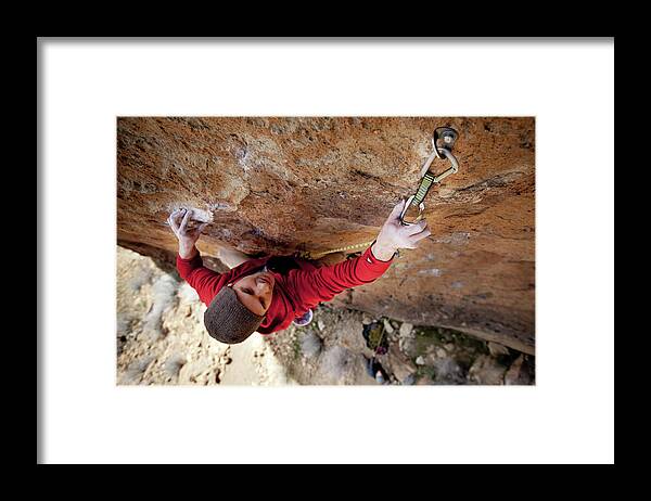 People Framed Print featuring the photograph Two Men Rock Climbing by Jordan Siemens