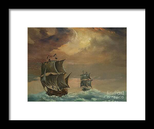 Art Framed Print featuring the digital art Two Ships by Pobytov