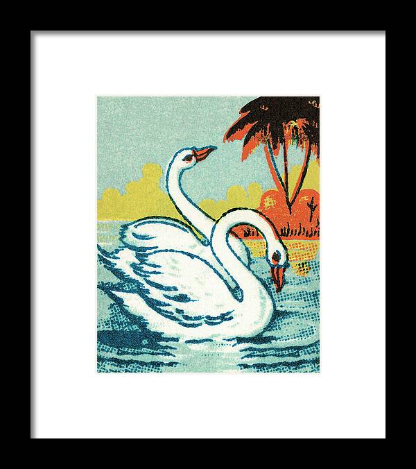 Animal Framed Print featuring the drawing Two swans by CSA Images