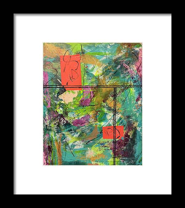 Abstract Framed Print featuring the mixed media Twos Company by Laura Jaffe