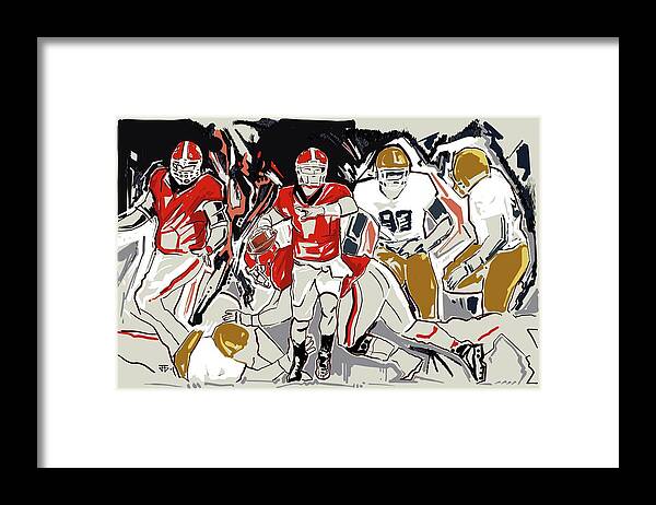 Uga Football Framed Print featuring the painting UGA Notre Dame by John Gholson