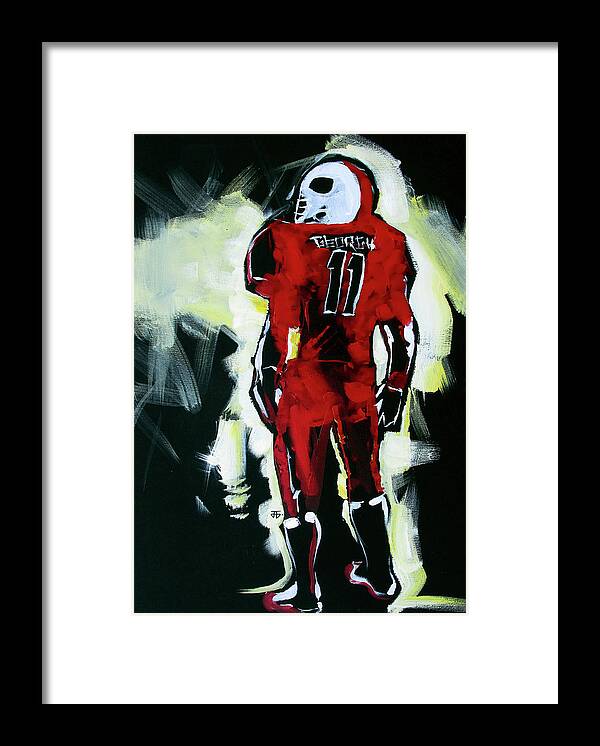 Uga Football Framed Print featuring the painting UGA Thoughts by John Gholson
