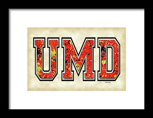 Umd Framed Print featuring the digital art UMD - University of Maryland - Parchment by Stephen Younts