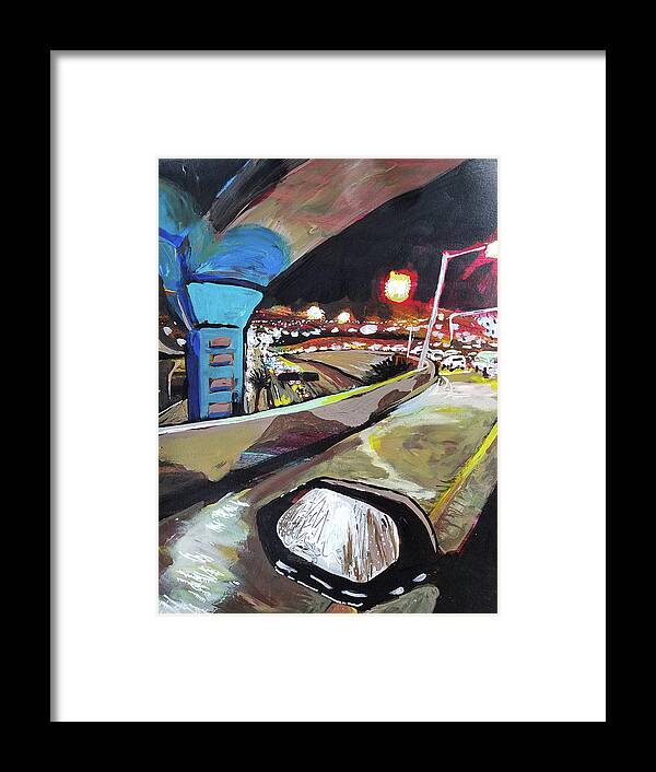 Highway Framed Print featuring the painting Underpass at Nighht by Tilly Strauss