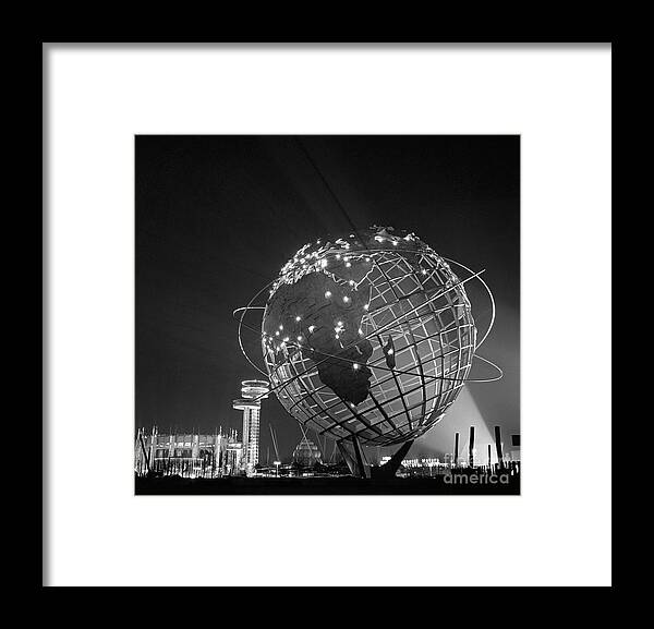 Lifestyles Framed Print featuring the photograph Unisphere At Night With Capital Lights by Bettmann