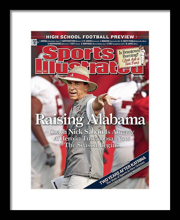 Magazine Cover Framed Print featuring the photograph University Of Alabama Coach Nick Saban Sports Illustrated Cover by Sports Illustrated