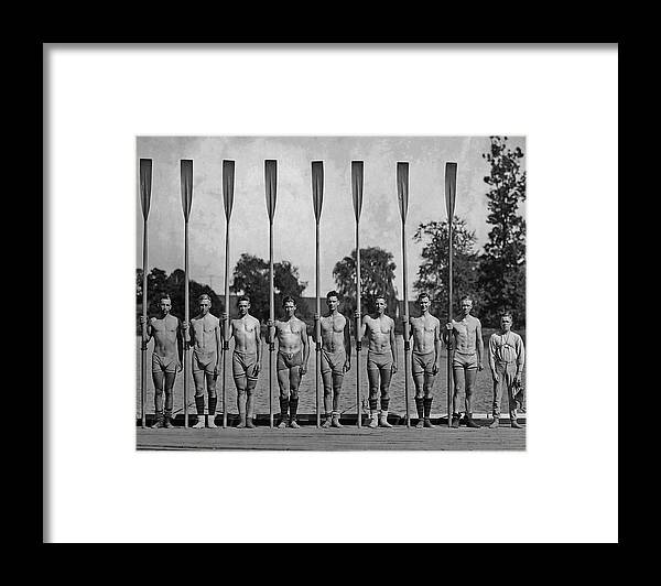 Sport Rowing Framed Print featuring the photograph University Of California Rowing Team by Paul Thompson/fpg
