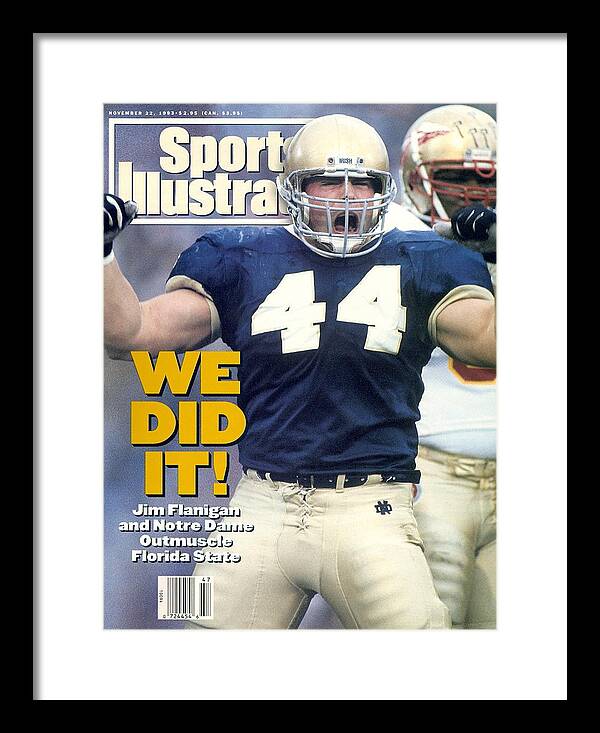Magazine Cover Framed Print featuring the photograph University Of Notre Dame Jim Flanigan Sports Illustrated Cover by Sports Illustrated