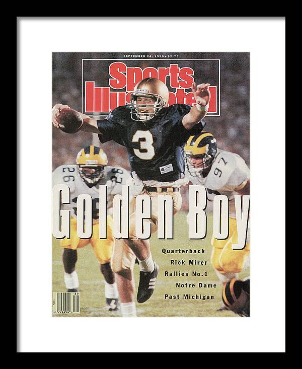 Scoring Framed Print featuring the photograph University Of Notre Dame Qb Rick Mirer Sports Illustrated Cover by Sports Illustrated