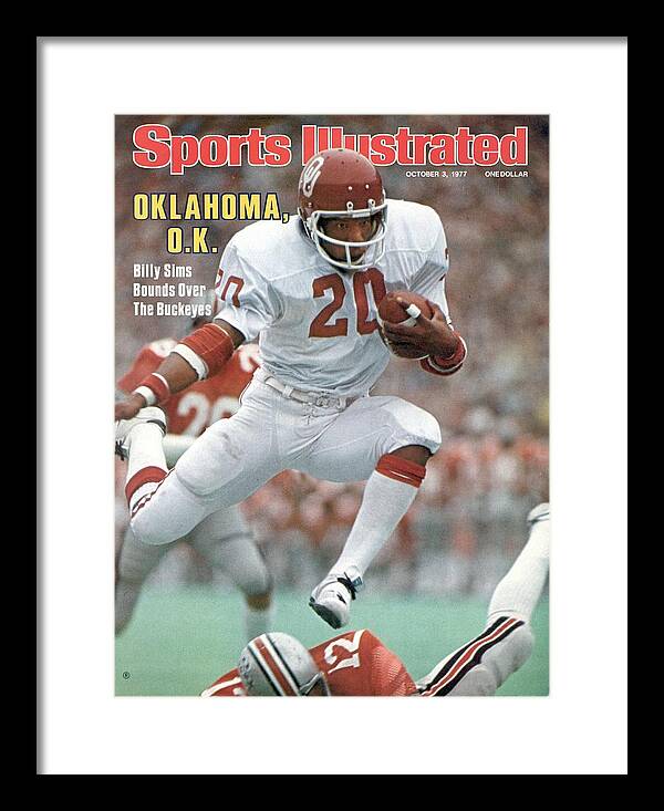 Sports Illustrated Framed Print featuring the photograph University Of Oklahoma Billy Sims Sports Illustrated Cover by Sports Illustrated