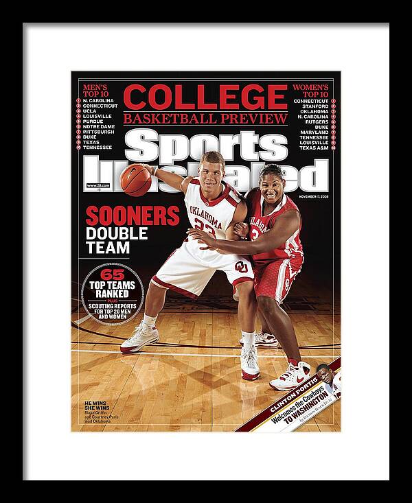 Magazine Cover Framed Print featuring the photograph University Of Oklahoma Blake Griffin And Courtney Paris Sports Illustrated Cover by Sports Illustrated