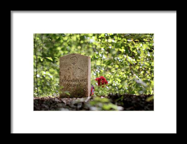 Gravestone Framed Print featuring the photograph Unknown Confederate Soldier by Susan Rissi Tregoning