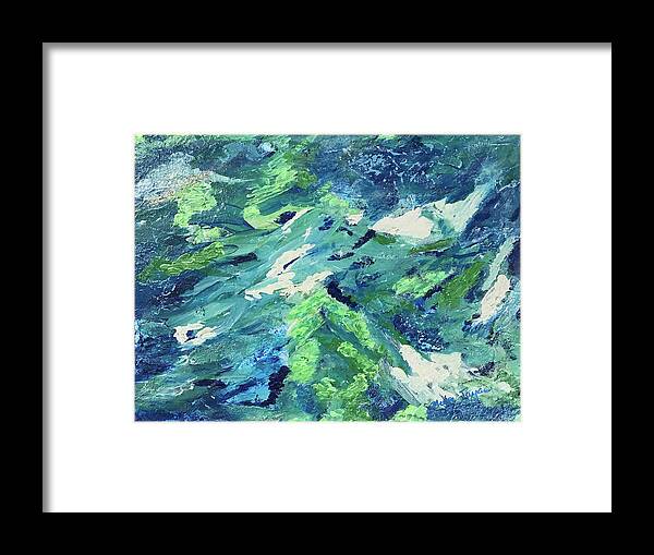 Blue. Green Turquoise Sea Idea Alive Horizon Mediterranean Sea - Turkey Framed Print featuring the painting Urla Horizon by Medge Jaspan