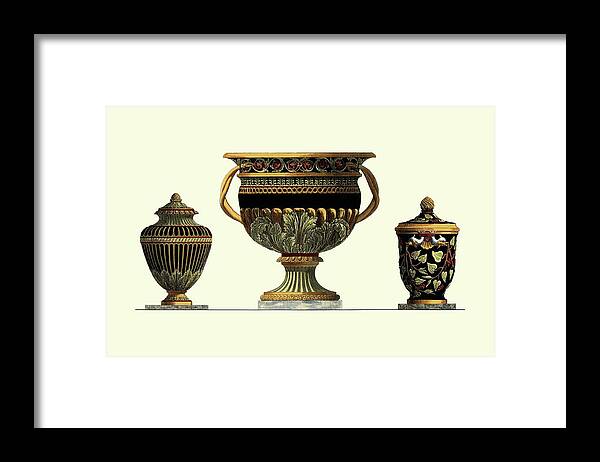 Decorative Elements Framed Print featuring the painting Urn Triad Iv by Giovanni Giardini