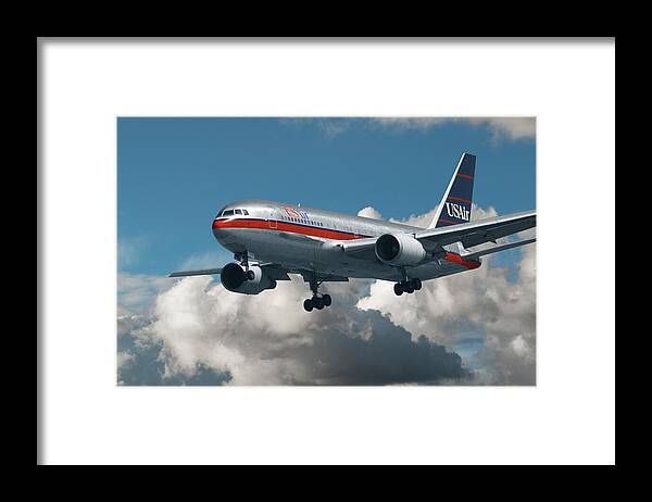 Us Air Framed Print featuring the photograph US Air Boeing 767-200 by Erik Simonsen